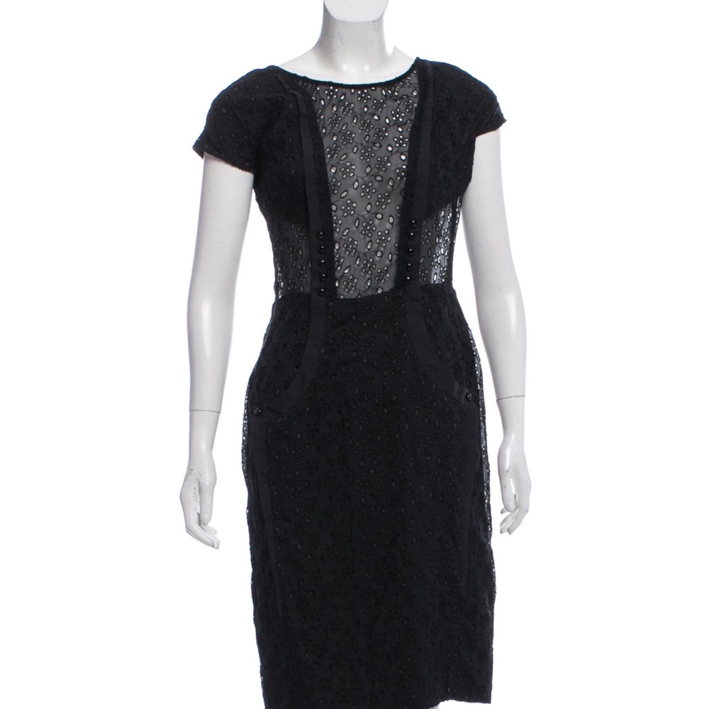 MAYLE black eyelet lace dress with pockets, Size 8